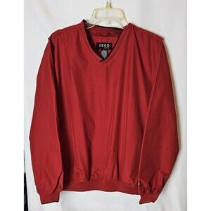 IZOD XFG Mens Red V-Neck Pullover Golf Windbreaker Jacket Size Medium